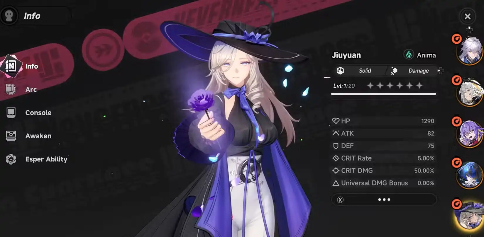 jiuyuan nte neverness to everness profile page