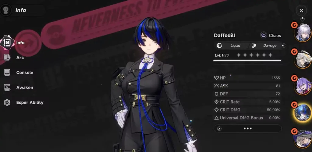 nte neverness to everness daffodil profile page