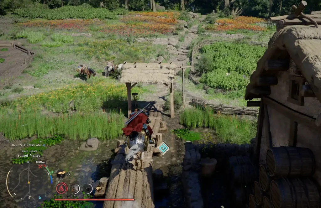 sunset valley to varnia on horseback in less than 40 minutes in crimson desert